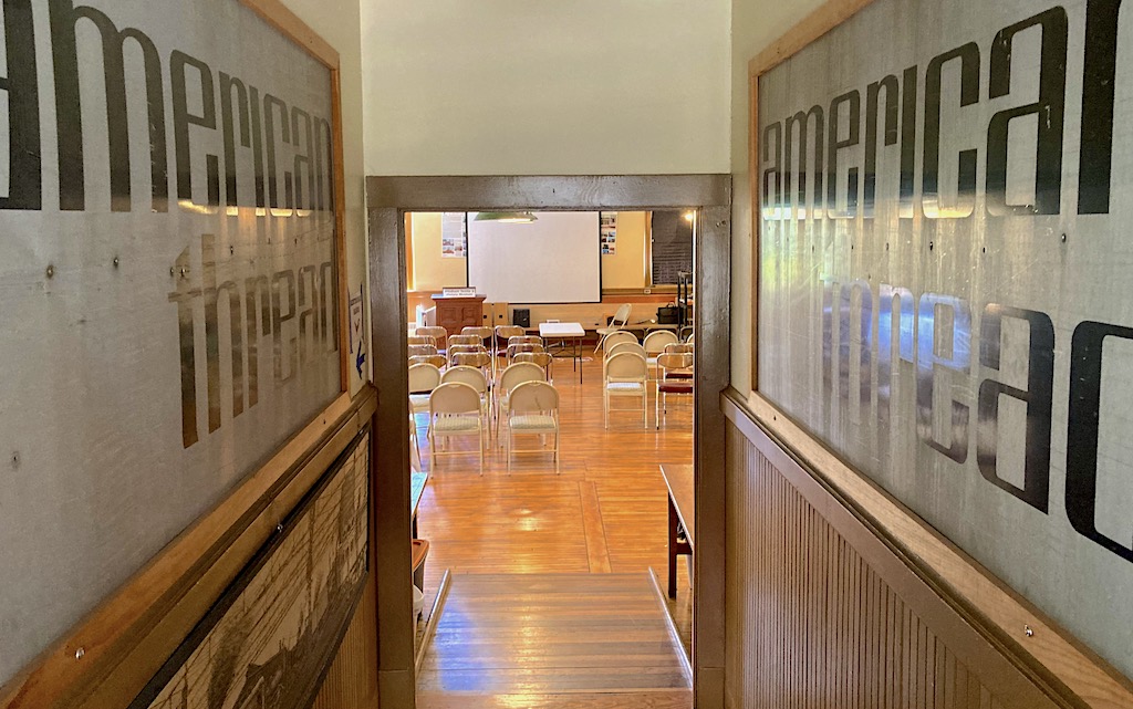 The interior of Dugan Hall as seen from the Union Street entrance